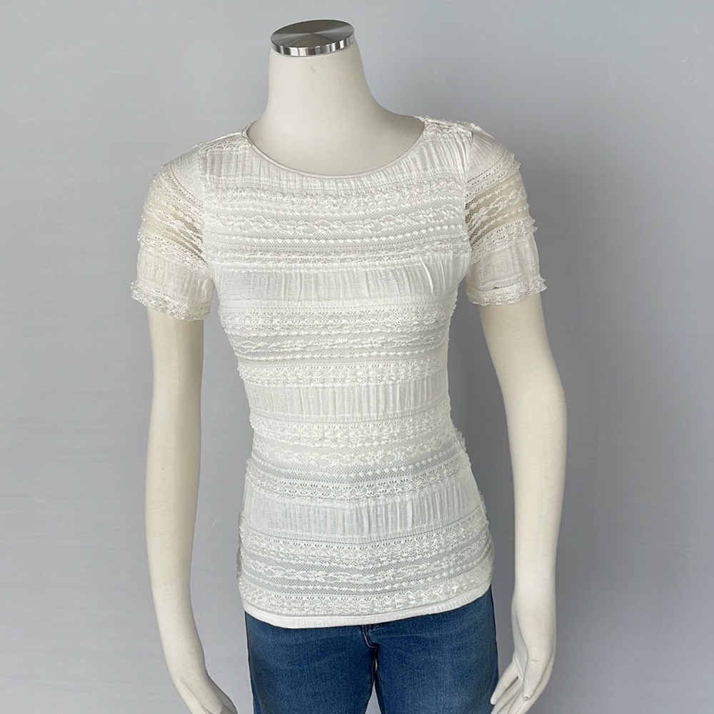 WHBM Lace Top Stretchy Ecru XX Small - Picture 4 of 15